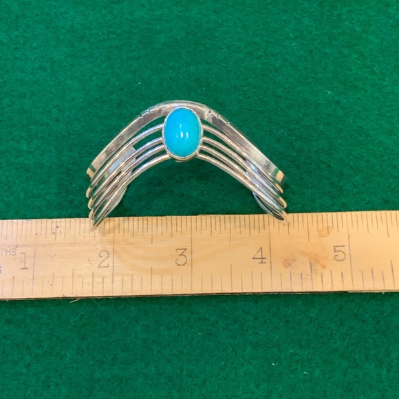 Vintage Native American Turquoise Stone & Multi-Strand Cuff Bracelet - Picture 8 of 10